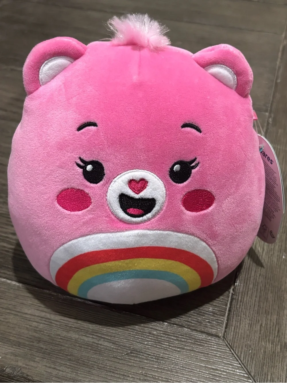 Care Bears Squishmallows • Pink Cheer Bear Rainbow 8 inch Plush